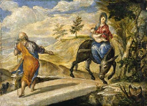 The Flight Into Egypt Oil Painting by  El Greco