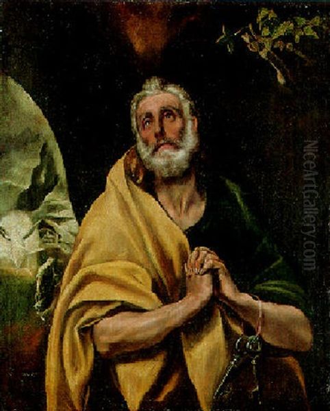 The Tears Of Saint Peter Oil Painting by  El Greco