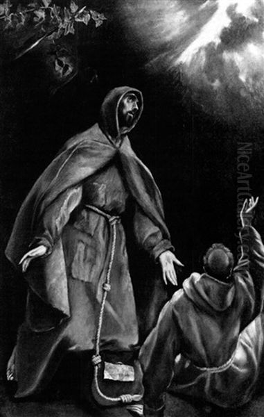 Saint Francis Of Assisi Havingthe Vision Of The Flaming     Torch Oil Painting by  El Greco