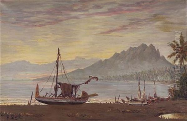 Fisherboats At Dusk by Cornelis Robrecht Arthur (A.) Eland