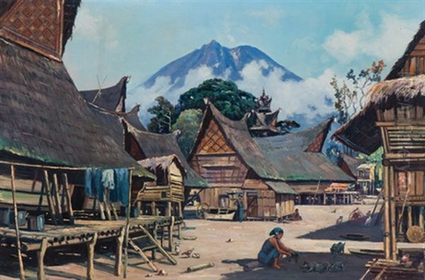 Village In Sumatra by Leo Eland