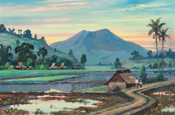 The Sawah At Dawn by Leo Eland