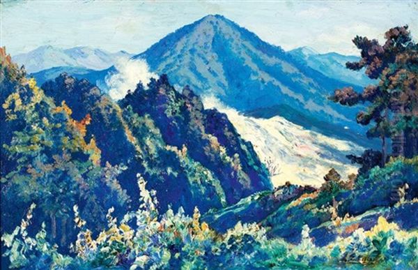 Tropisch Berglandschap, Mogelijk Bij De Gunung Gede Oil Painting by Leo Eland