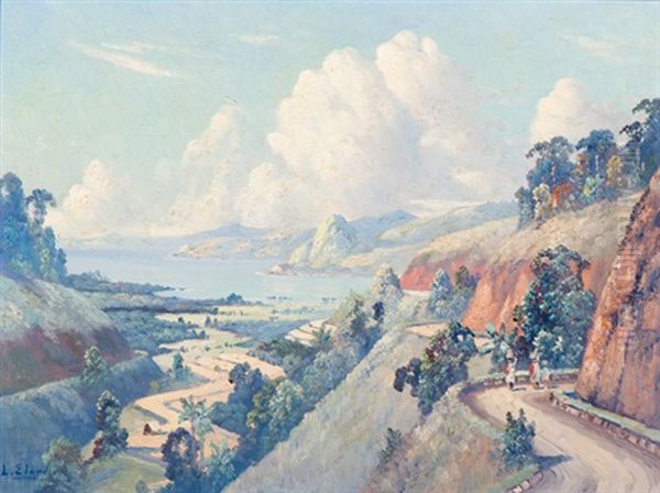 The Pass To Toba Heights And The Road From Medan To Brastagi Oil Painting by Leo Eland