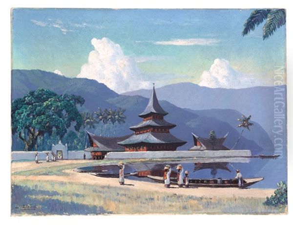 Tempel Auf Bali(?) Oil Painting by Leo Eland