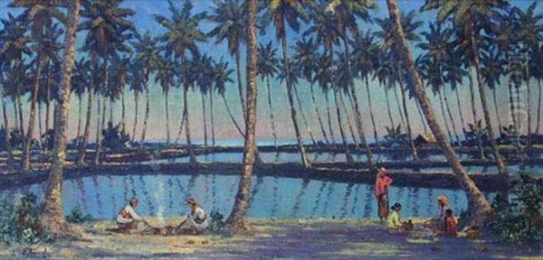 Landscape With Coconut Trees by Leo Eland