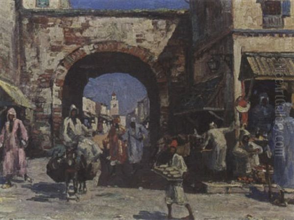 Market Scene, Morocco by Leo Eland