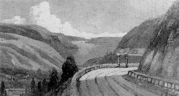 Figures On A Road Near Lake Toba by Leo Eland