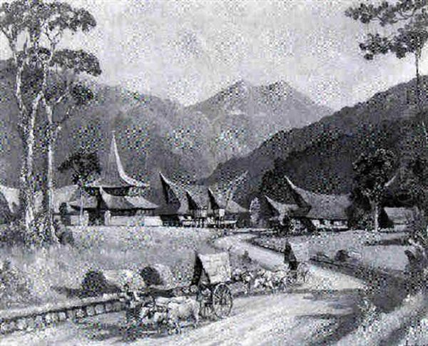 A Village Scene On Sumatra by Leo Eland