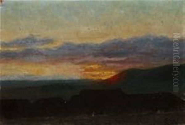 Sunset Behind The Mountains Oil Painting by Lili Elbe