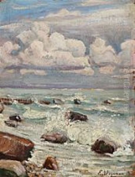 Coastal Scape On A Cloudy Day Oil Painting by Lili Elbe