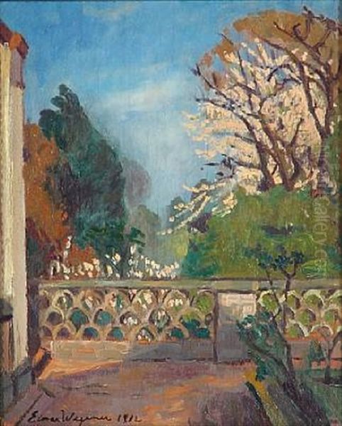 View From A Terrace (+ Study Of A Woamn, Verso) Oil Painting by Lili Elbe