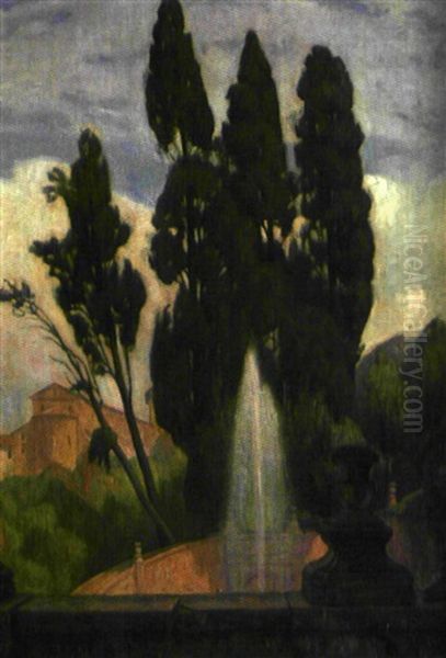 Vue D'italie (+ Rosenborg Castle; Verso) Oil Painting by Lili Elbe