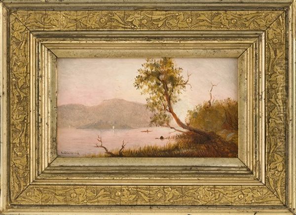 Sunset Over A Lake Oil Painting by Lemuel D. Eldred