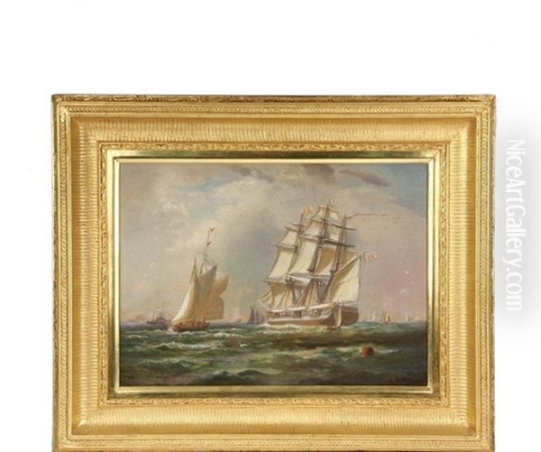 Whaler In Clark's Cove Oil Painting by Lemuel D. Eldred