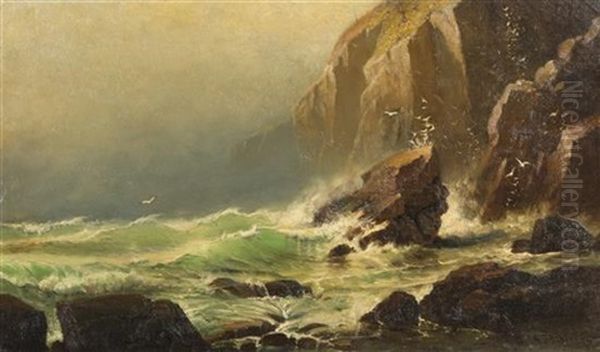 Seascape With Gulls, 1874 Oil Painting by Lemuel D. Eldred