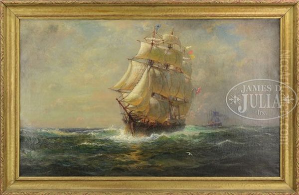 Whaler At Sea Oil Painting by Lemuel D. Eldred