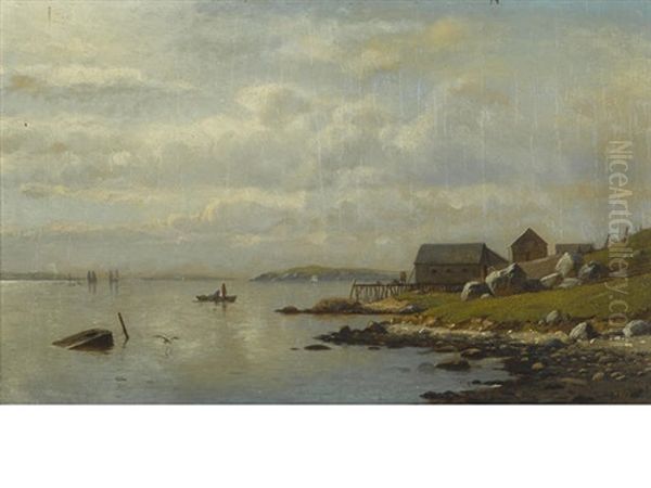 View Of Narragansett Bay Oil Painting by Lemuel D. Eldred