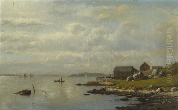 View Of Narragansett Bay Oil Painting by Lemuel D. Eldred