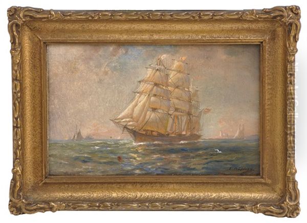 Clipper Ship Under Sail Oil Painting by Lemuel D. Eldred