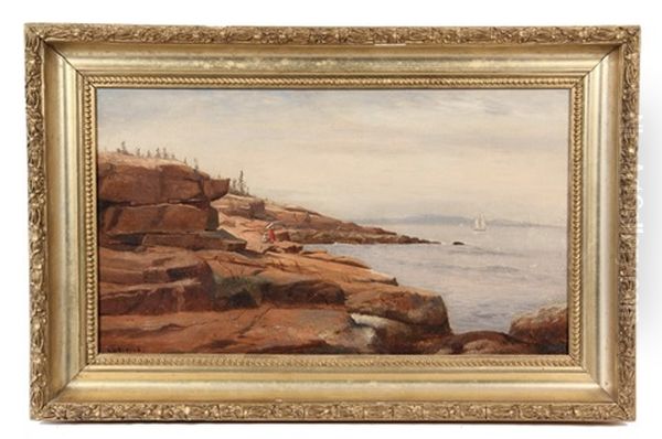 Couple On Nahant Rocks Oil Painting by Lemuel D. Eldred