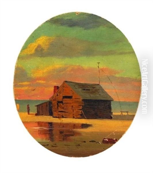 A Smoke House Grand Oil Painting by Lemuel D. Eldred