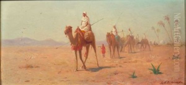 The Desert Caravan Sets Out Oil Painting by Lemuel D. Eldred