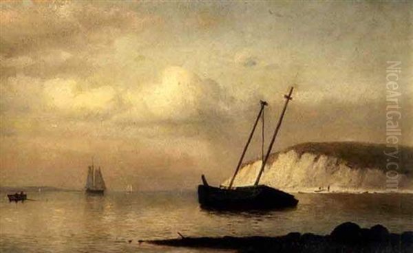 Ship Aground Off Gayhead, Massachusetts Oil Painting by Lemuel D. Eldred