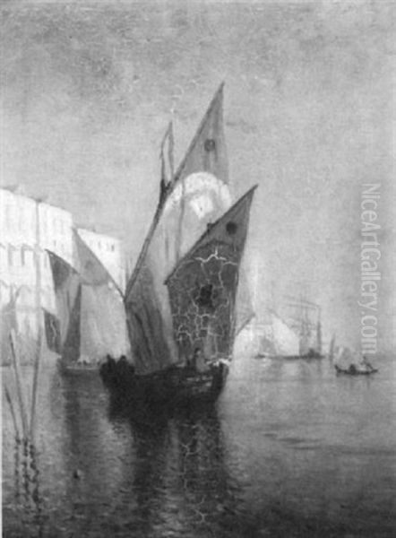 Sailboats, Venice Oil Painting by Lemuel D. Eldred