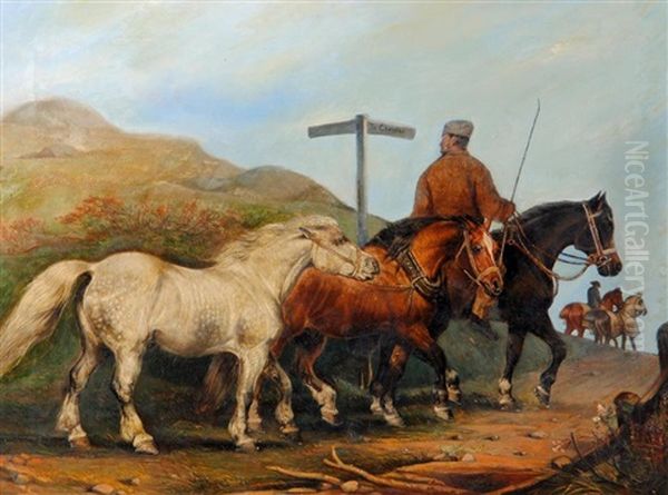 Exercising The Horses Oil Painting by Edward Lloyd of Elesmere