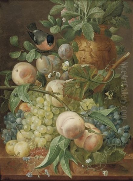 Grapes, Peaches, Berries And Other Fruit Oil Painting by Jean-Francois Eliaerts