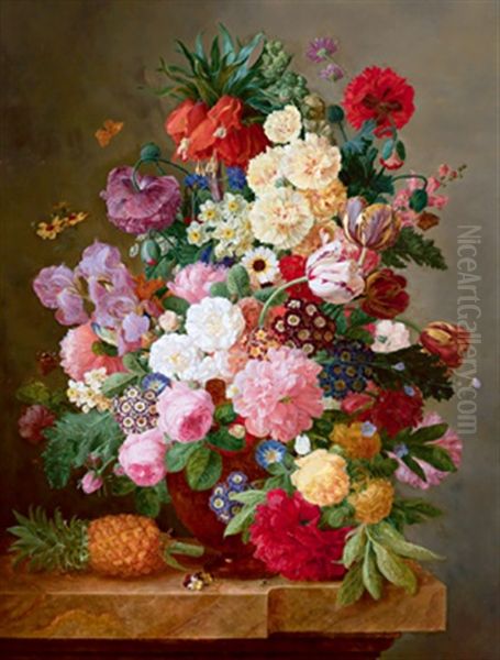 Groses Blumenstuck Mit Ananas Oil Painting by Jean-Francois Eliaerts