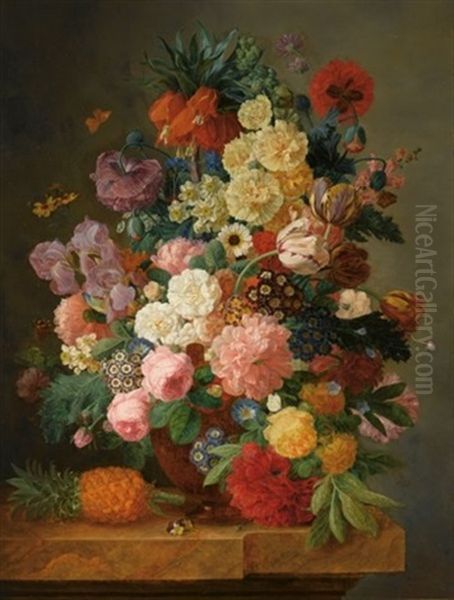 A Flower Still Life Oil Painting by Jean-Francois Eliaerts