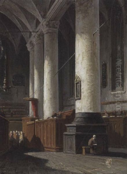 Inneres Einer Hollandischen Kirche Oil Painting by Issac Cornelis Elink Sterk