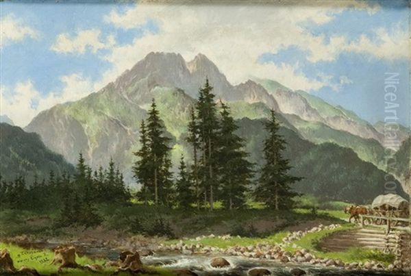 Widok Na Giewont Oil Painting by Walery Eljasz-Radzikowski