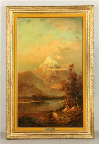 Rocky Mountain Sunset Oil Painting by Henry Arthur Elkins