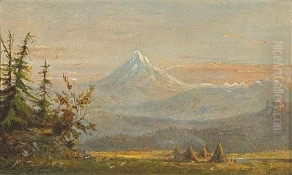 Indian Encampment Oil Painting by Henry Arthur Elkins