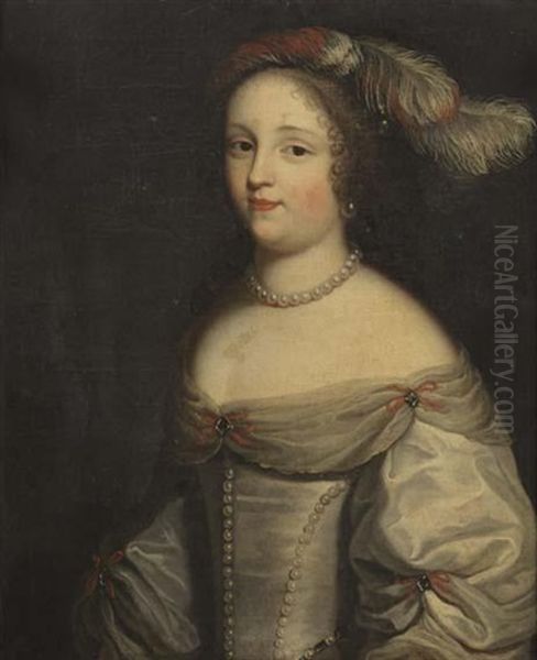 Portrait De Femme Au Collier De Perles Oil Painting by Ferdinand Elle