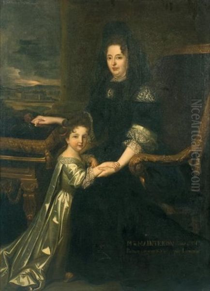 Jeune Portrait De Madame De Maintenon Avec Sa Niece Oil Painting by Ferdinand Elle