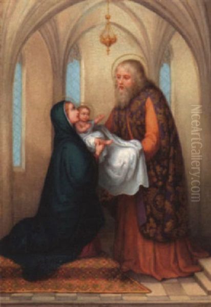 Maria Und Der Heilige Simeon (lucas Ii) Oil Painting by Maria (Anna Maria) Ellenrieder