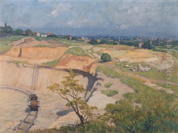 Sandgruben Bei Recknitz[sic Oil Painting by Willy Eller