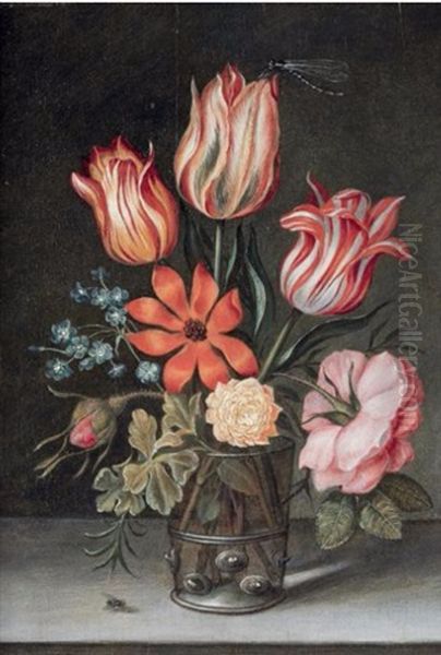 Fleurs Dans Un Vase Sur Un Entablement Oil Painting by Ottmar Elliger the Elder