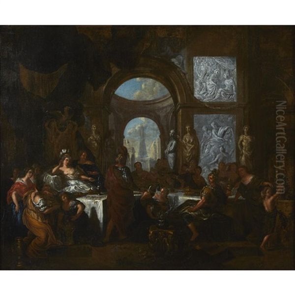 The Banquet Of Cleopatra Oil Painting by Ottmar Elliger the Younger