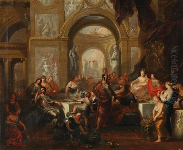 The Banquet Of Cleopatra Oil Painting by Ottmar Elliger the Younger