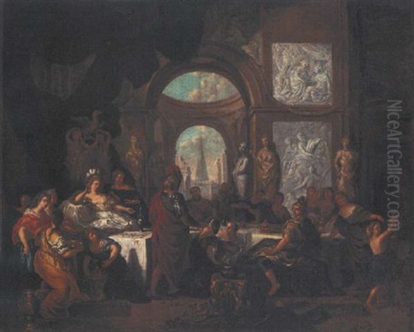 The Banquet Of Cleopatra Oil Painting by Ottmar Elliger the Younger