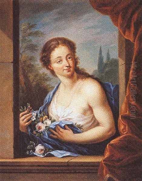 A Portrait Of A Lady As Flora Oil Painting by Ottmar Elliger the Younger