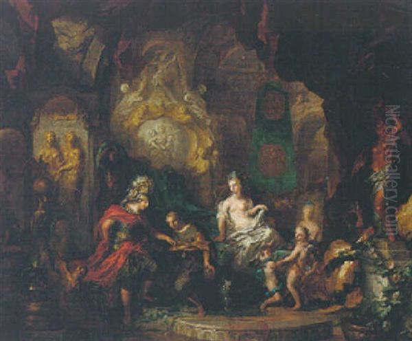 Apelles Before Alexander The Great Oil Painting by Ottmar Elliger the Younger