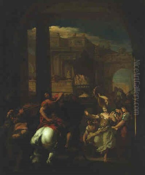 Jephthah And His Daughters Oil Painting by Ottmar Elliger the Younger