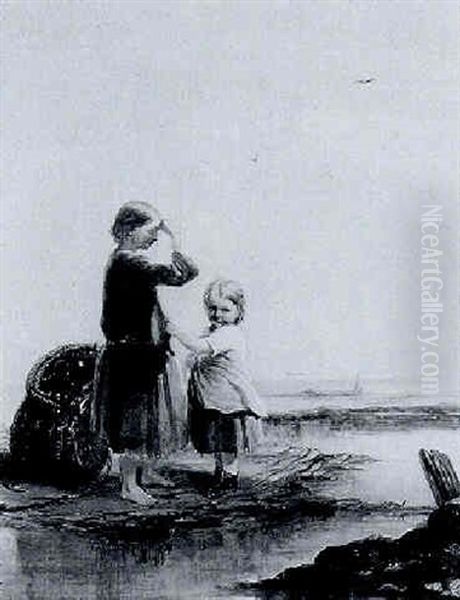 Fisher Children - The Expected Return Oil Painting by Robinson Elliott