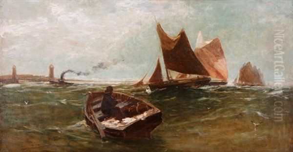 Fishing Boats In The Channel Oil Painting by Edwin John Ellis